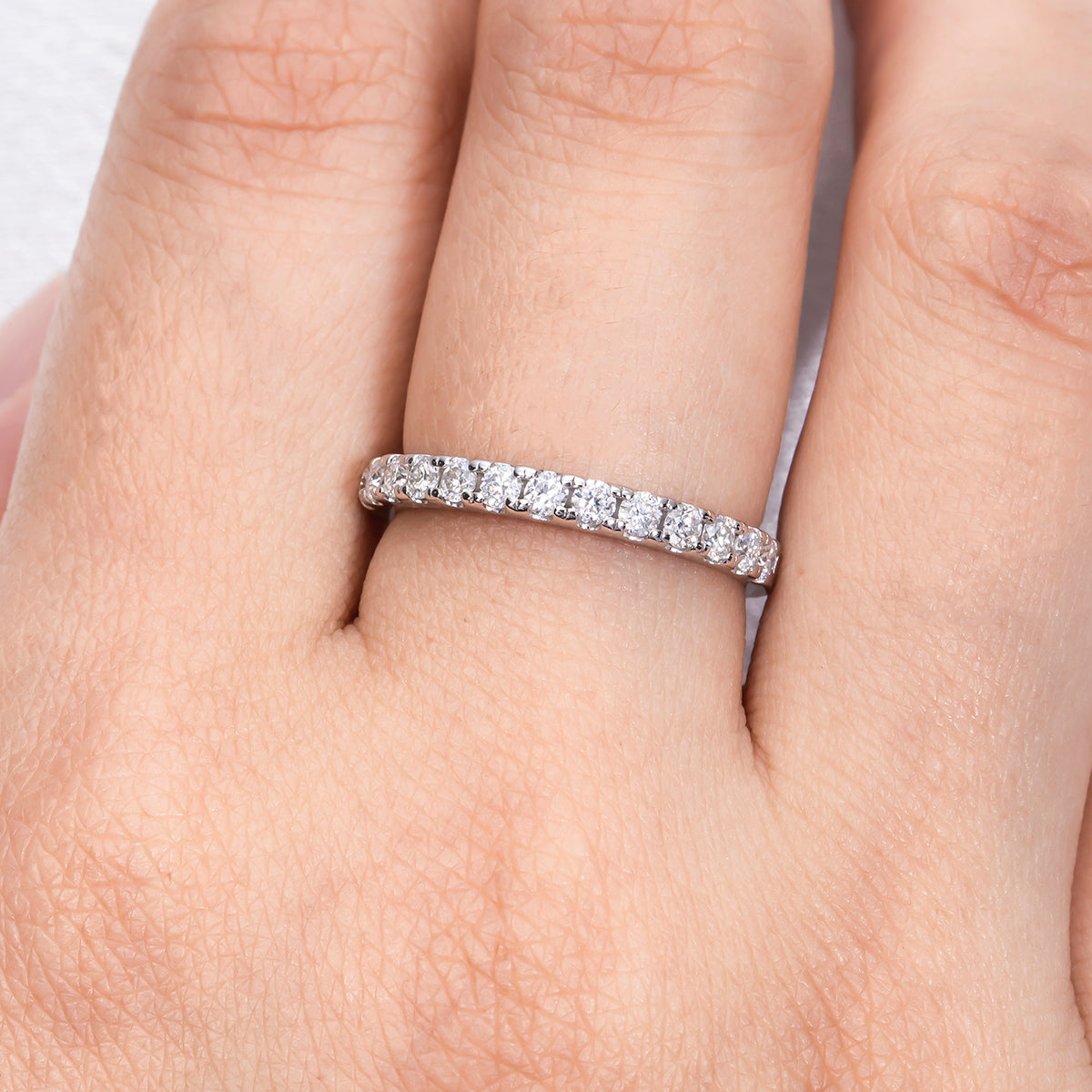 2MM D Color Moissanite Diamond Band Ring