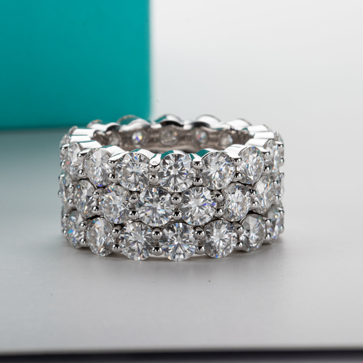 5.0CTTW Moissanite Eternity Band 18K Gold Plated Silver Ring