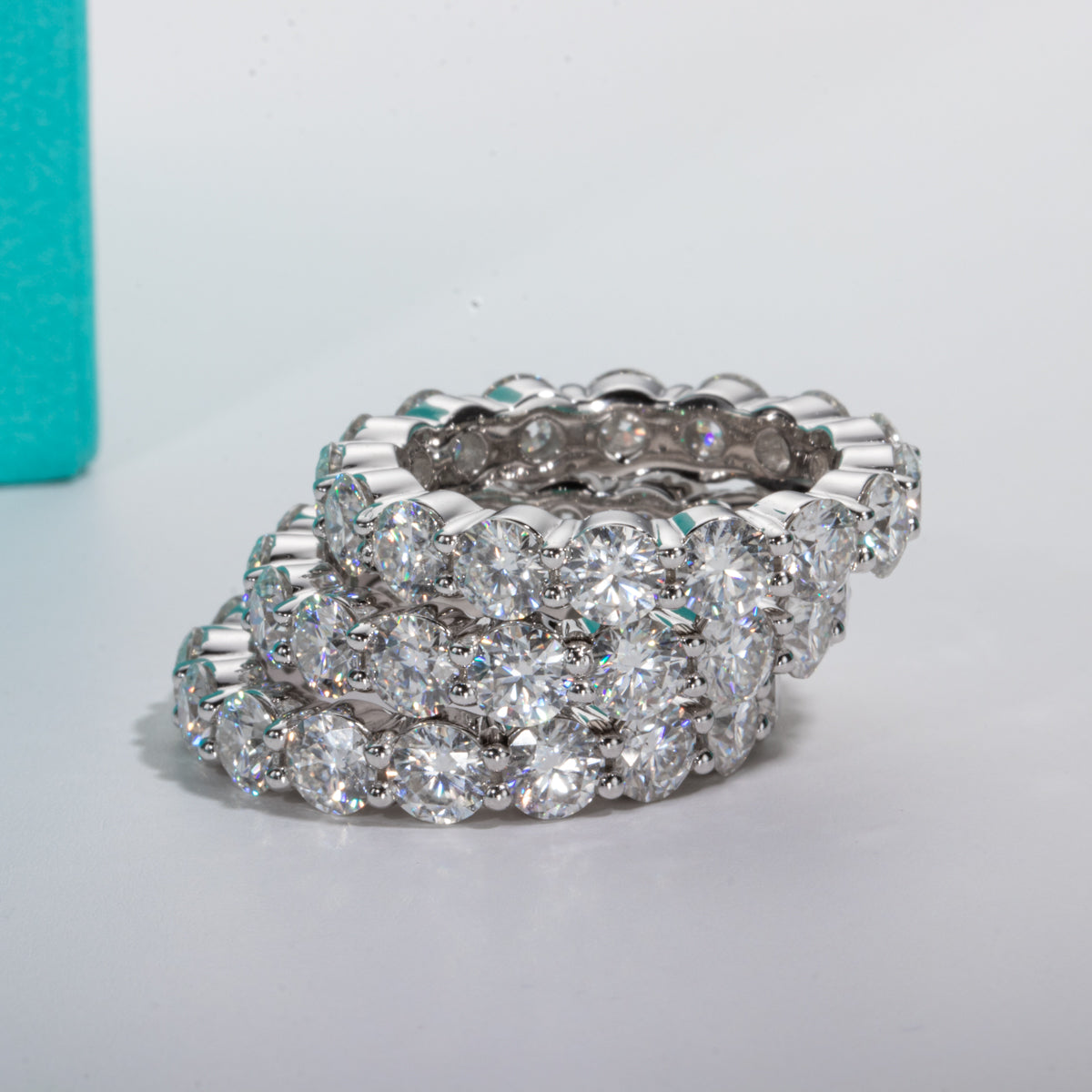 5.0CTTW Moissanite Eternity Band 18K Gold Plated Silver Ring