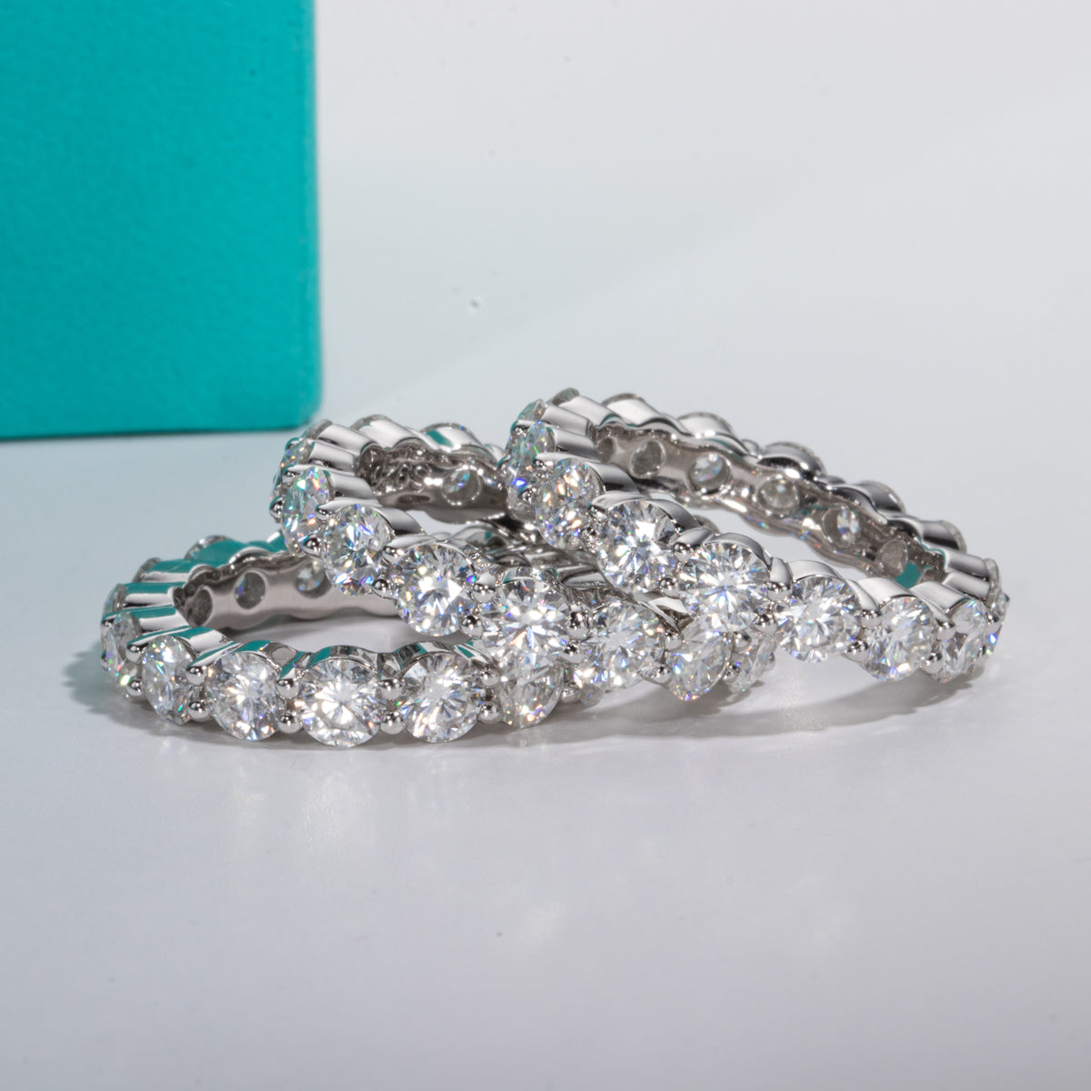 5.0CTTW Moissanite Eternity Band 18K Gold Plated Silver Ring