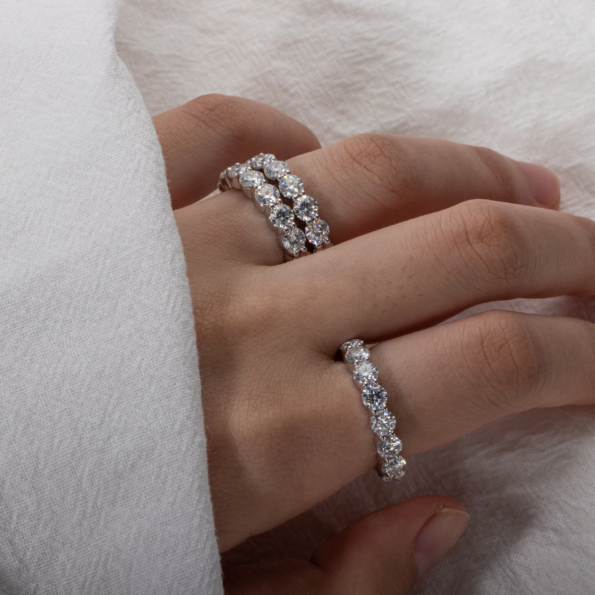 5.0CTTW Moissanite Eternity Band 18K Gold Plated Silver Ring