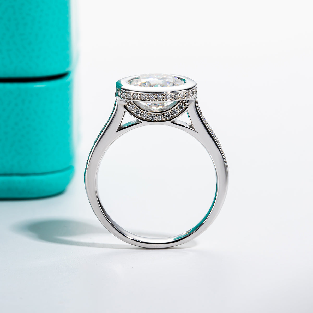 3CT Moissanite Halo Engagement Ring