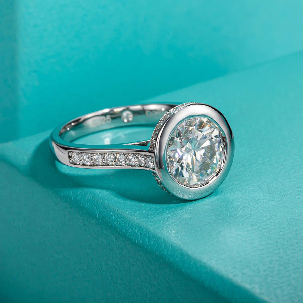 3CT Moissanite Halo Engagement Ring