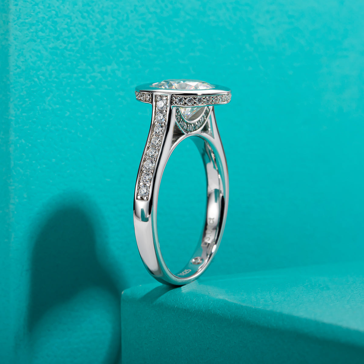 3CT Moissanite Halo Engagement Ring