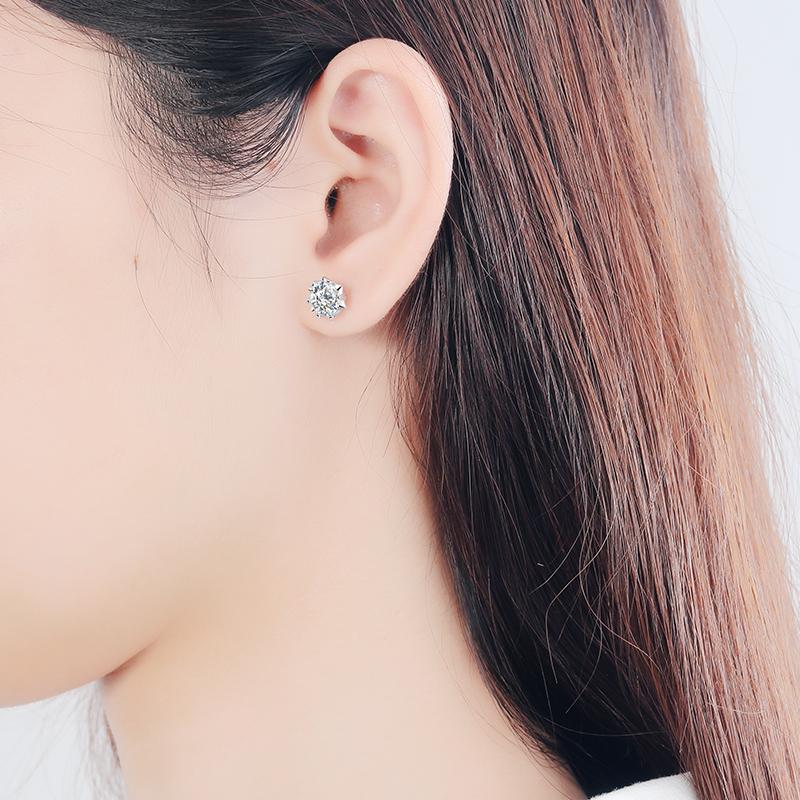 Round Cut Moissanite Diamond Classis Stud Earrings