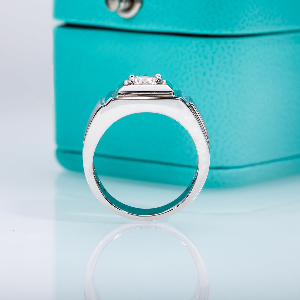 1CT Round Moissanite 6.5mm Men's Rings