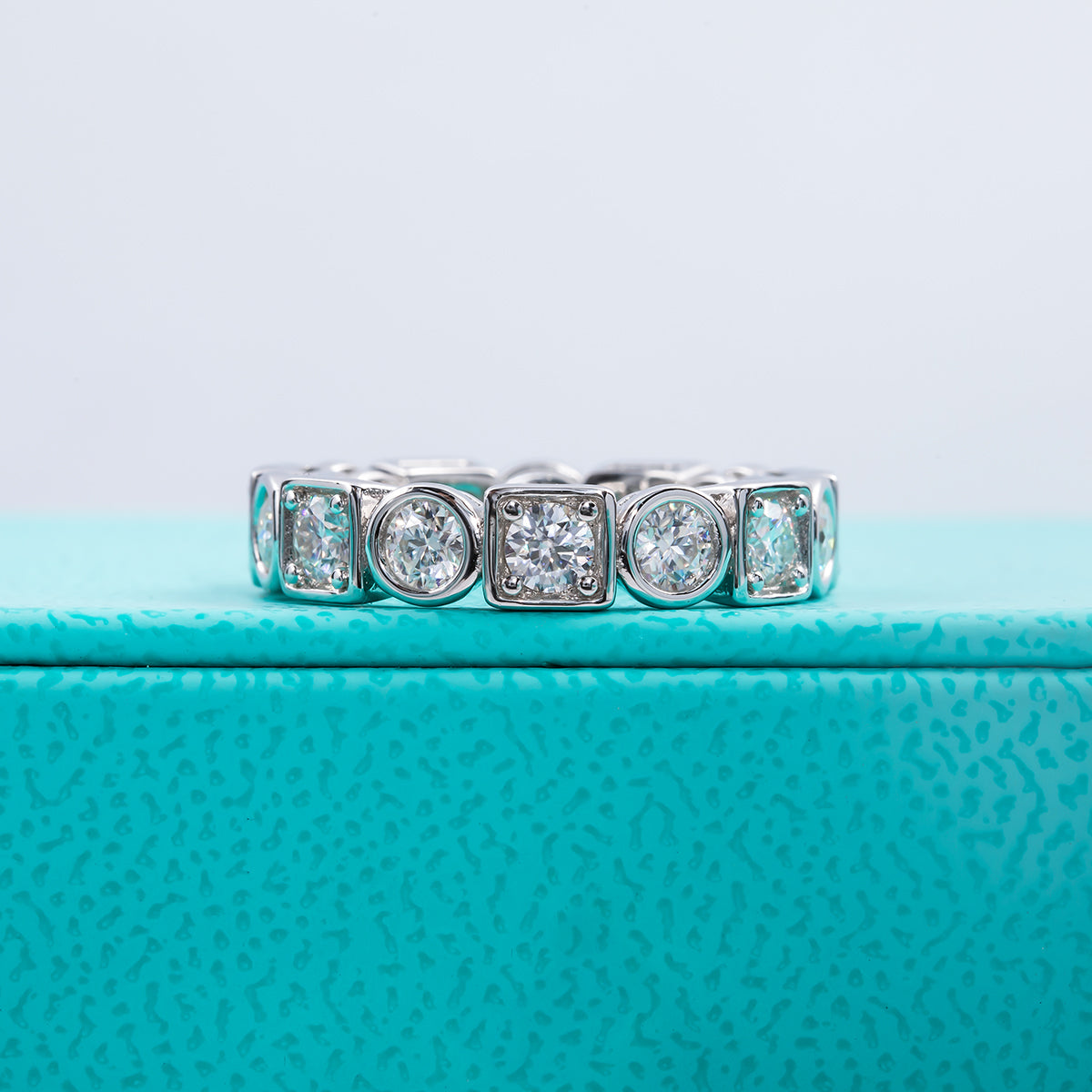 2.3CTTW D Color Moissanite Eternity Band 925 Silver Rings