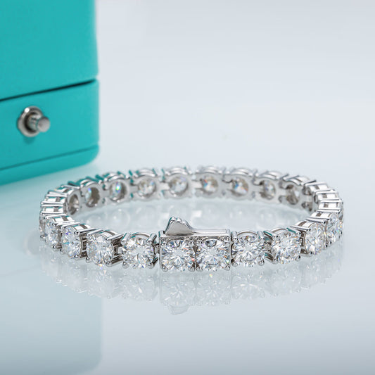 6.5mm 23-29CTTW D Color Moissanite Tennis Bracelet On Hand 925 Sterling Silver Bracelets