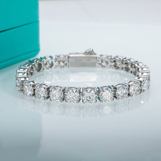 6.5mm 23-29CTTW D Color Moissanite Tennis Bracelet On Hand 925 Sterling Silver Bracelets