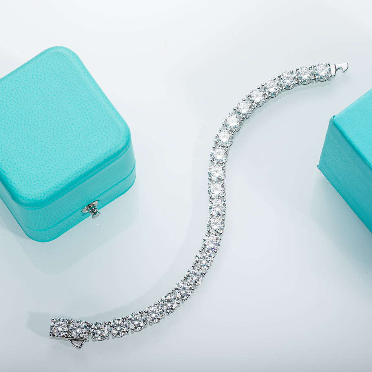 6.5mm 23-29CTTW D Color Moissanite Tennis Bracelet On Hand 925 Sterling Silver  Bracelets