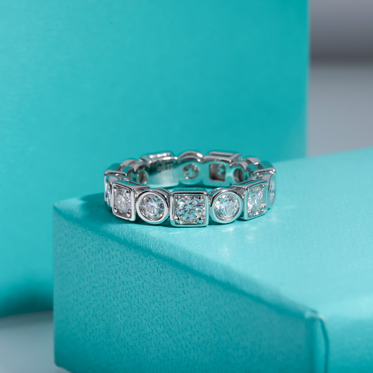 2.3CTTW D Color Moissanite Eternity Band 925 Silver Rings