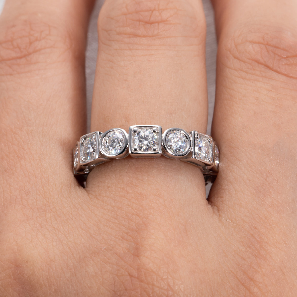 2.3CTTW D Color Moissanite Eternity Band 925 Silver Rings