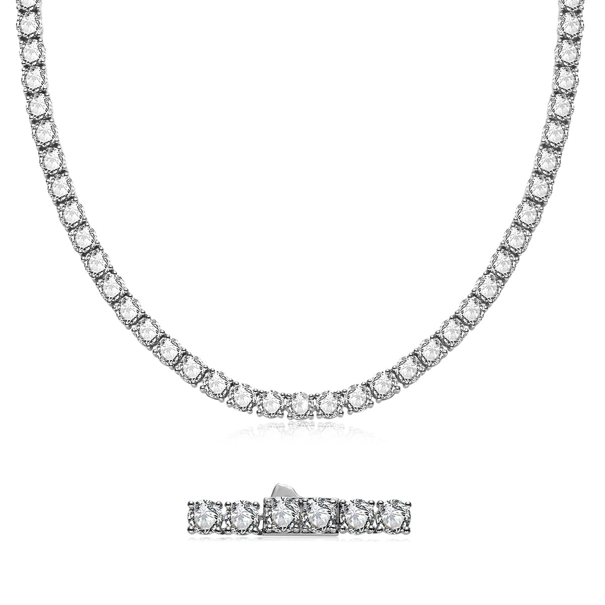 6.5mm 66CTTW D Color Moissanite Tennis Necklace 925 Sterling Silver 18K Gold Plated Neckalces