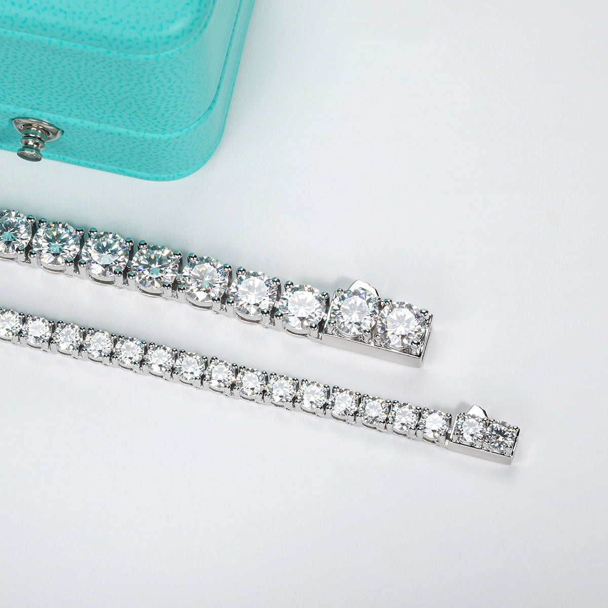 6.5mm 66CTTW D Color Moissanite Tennis Necklace 925 Sterling Silver 18K Gold Plated Neckalces