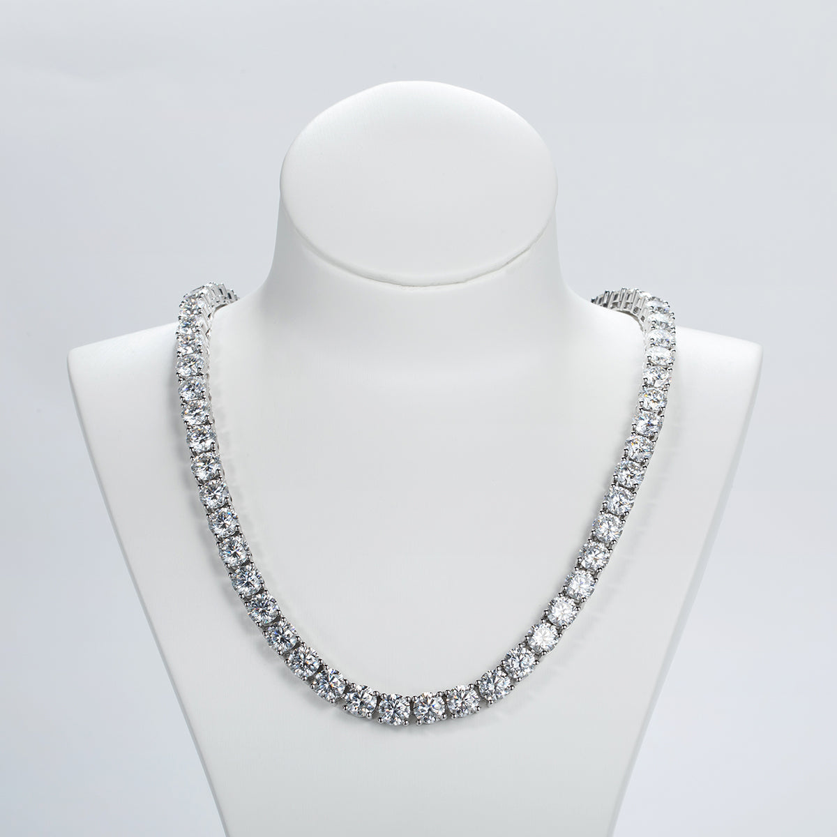 6.5mm 66CTTW D Color Moissanite Tennis Necklace 925 Sterling Silver 18K Gold Plated Neckalces
