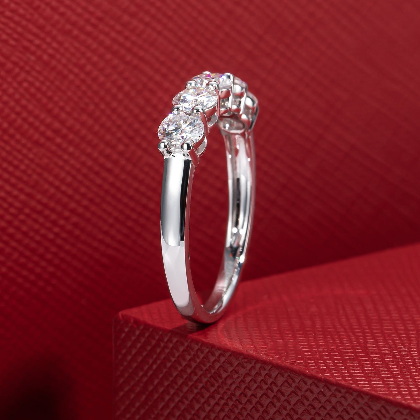 14K Gold 4mm 1.5CTTW D Color Moissanite Wedding Band Ring Eternity Band Rings