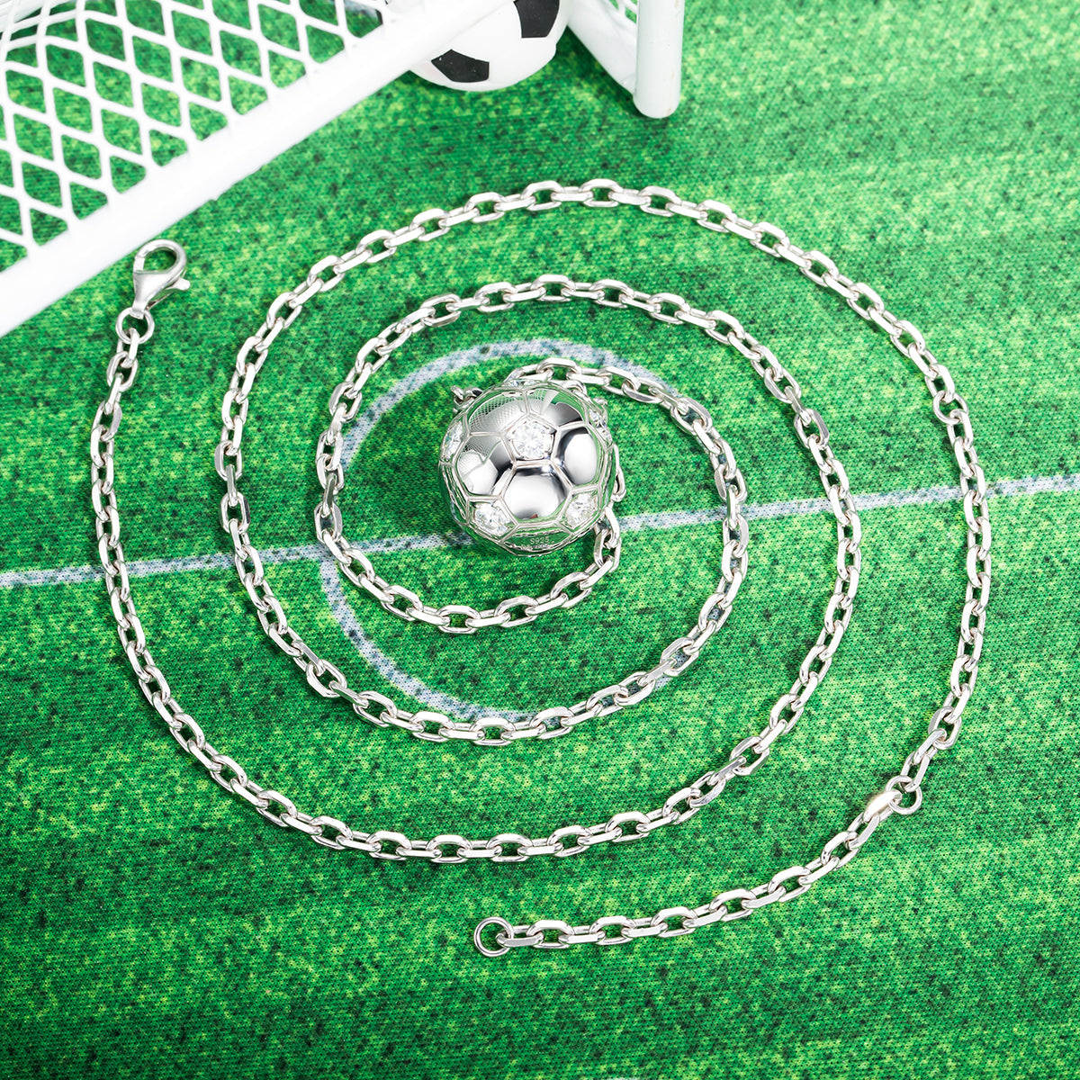 4MM 3.6CTTW D Color Moissanite Diamond Soccer Football Pendant Necklace