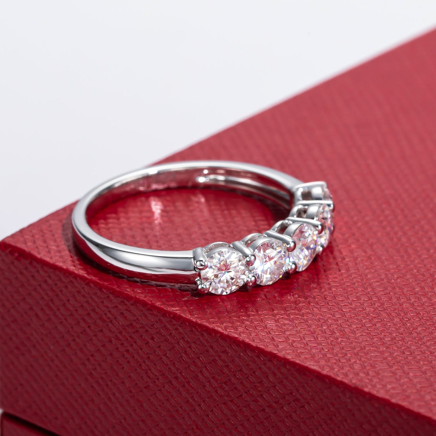 14K Gold 4mm 1.5CTTW D Color Moissanite Wedding Band Ring Eternity Band Rings