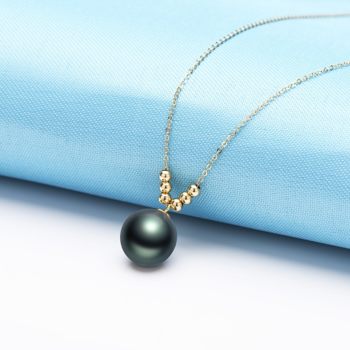 18K Gold Beads Black Tahitian Southsea Cultured Pearl Pendant Necklace