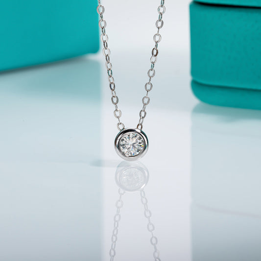 4mm 0.3CTTW D Color Moissanite 18K Gold Plated 925 Sterling Silver Necklace