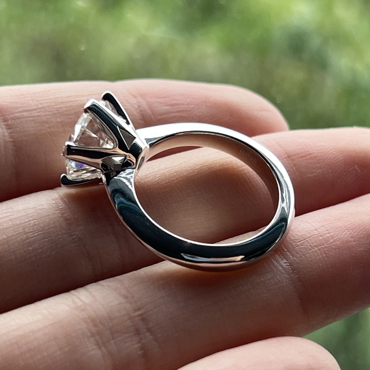 5.0CT Moissanite Classic 6-Prong Solitaire Ring 18K Gold Plated 925 Silver Single Rings