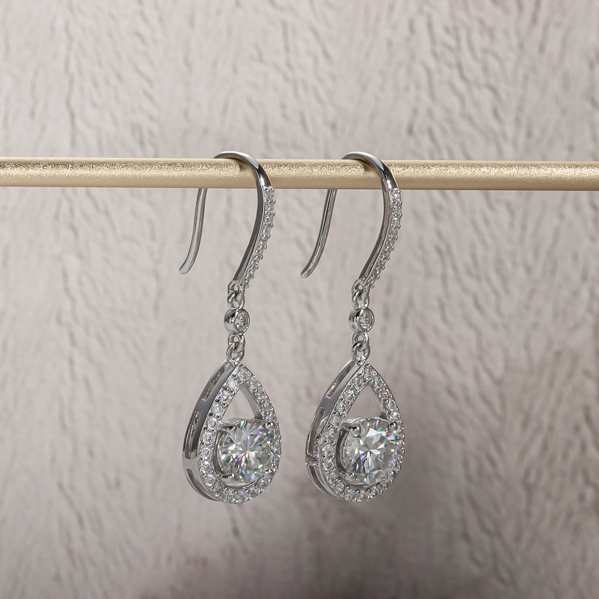 2.0CTTW D Color Moissanite Drop Earrings 925 Sterling Silve Hook Earrings