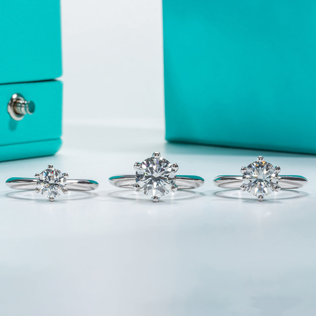 6 Prong Round Moissanite Solitaire Engagement Ring