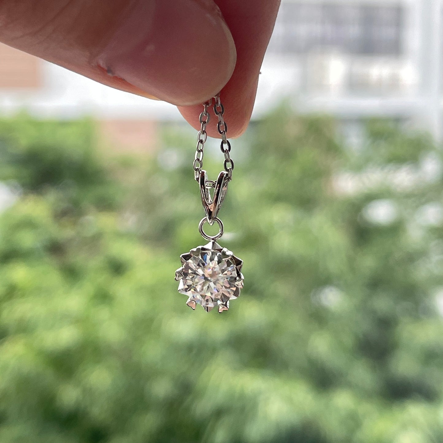 1.0CT D Color  Moissanite Necklace 18K Gold Plated  Pendant Necklace