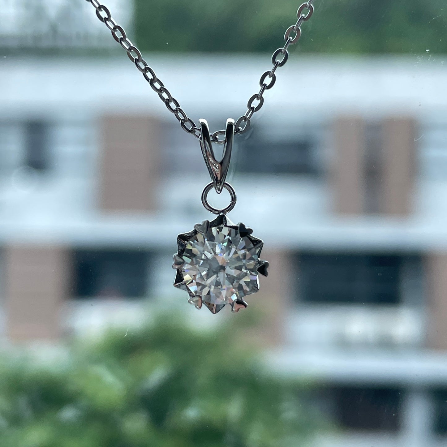 1.0CT D Color  Moissanite Necklace 18K Gold Plated  Pendant Necklace