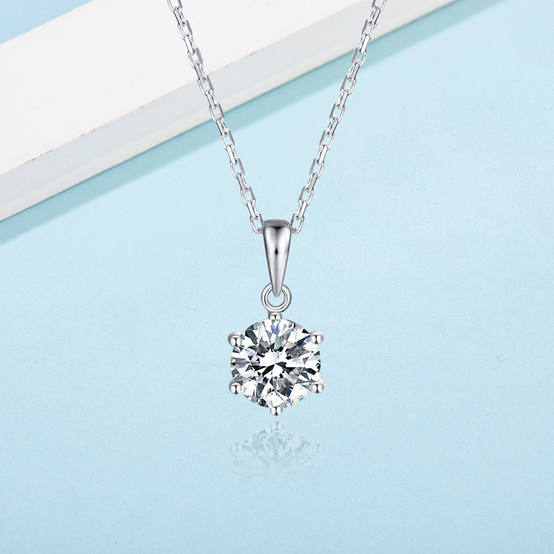 1.0CT D Color Moissanite Pendant 925 Sterling Silver Necklace