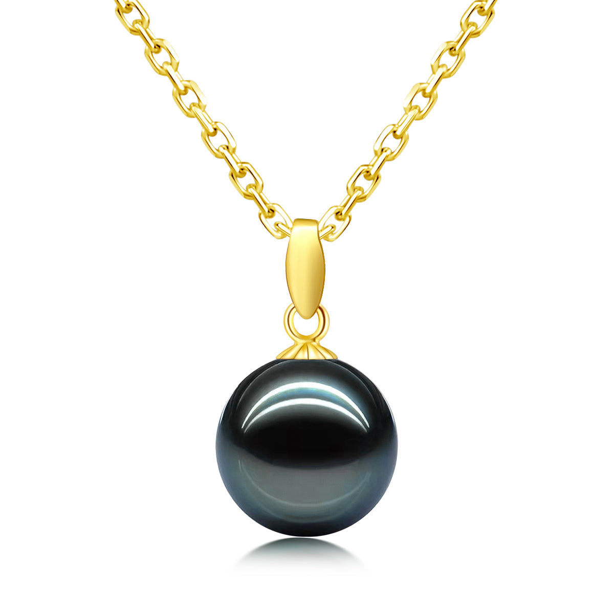 Yowting 18K Gold Natural Black Pearl Necklace