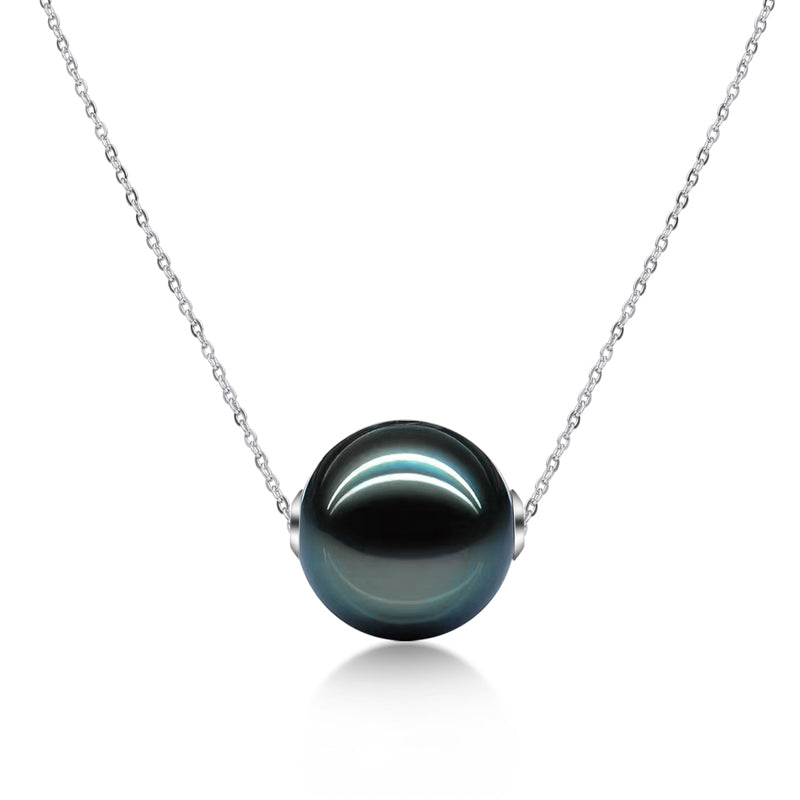 Yowting 10-11mm Black Pearl Necklace/18K Gold