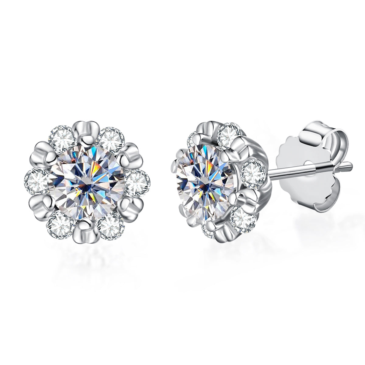 D Color Moissanite Earrings 925 Sterling Silver Stud Earrings