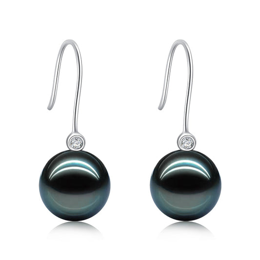 Yowting 18K Gold 8-9mm 9-10mm Tahiti Black Pearl Women Earrings