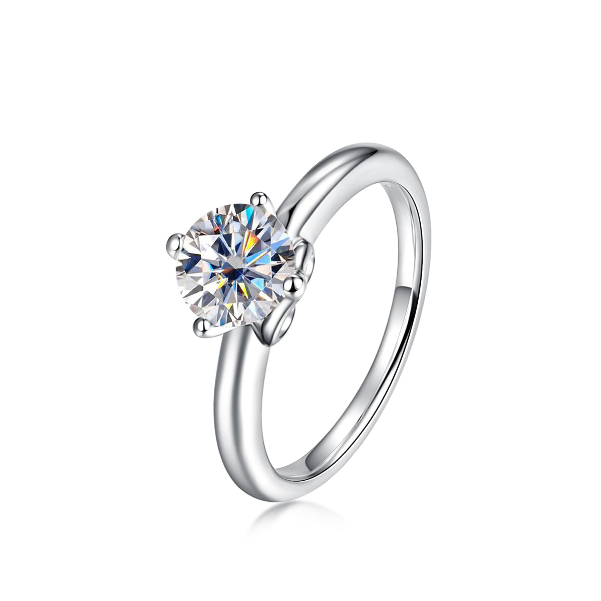 1.0CT Classic Round Cut Moissanite Engagement Ring