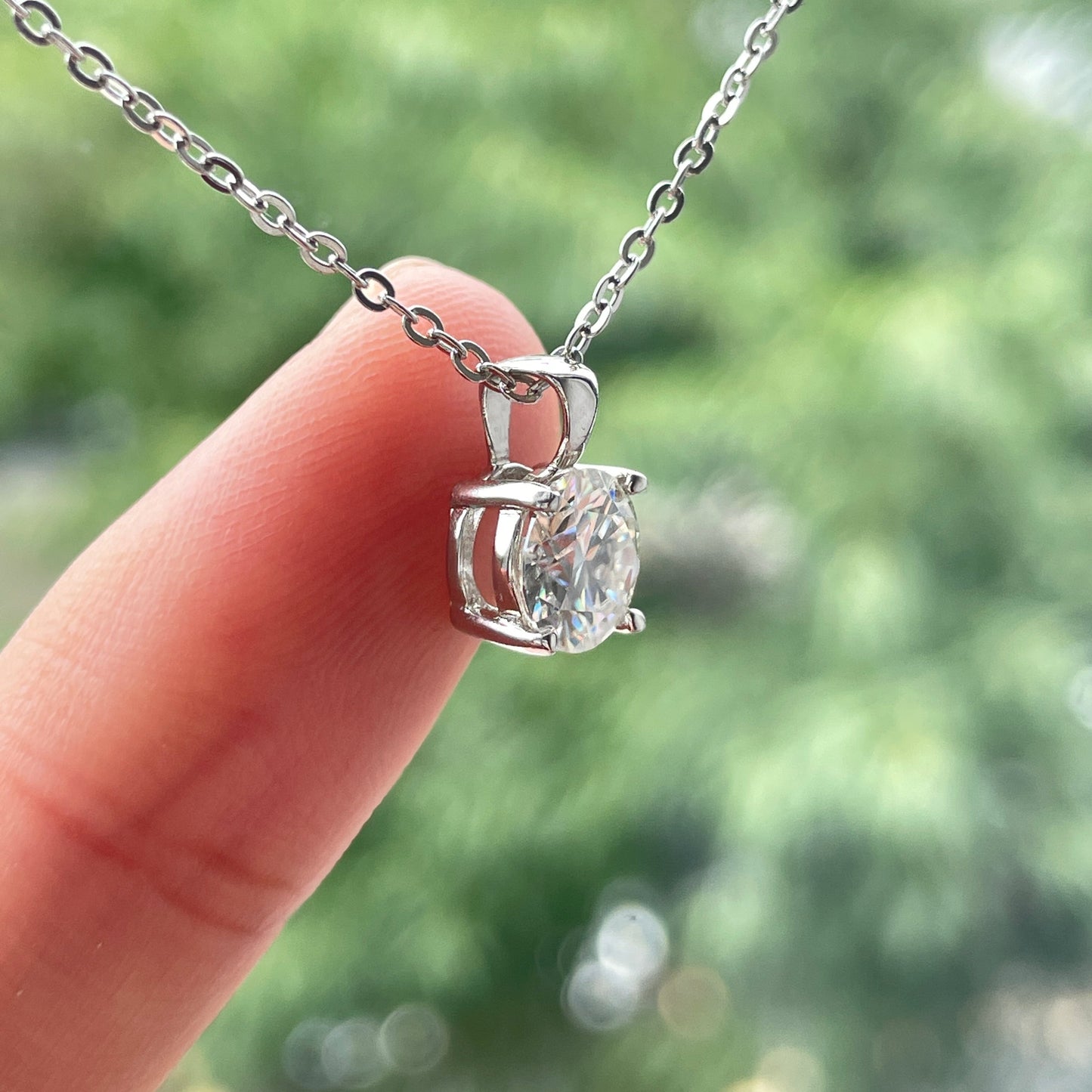 1.0CT D Color  Moissanite Necklace 18K Gold Plated  Pendant Necklace