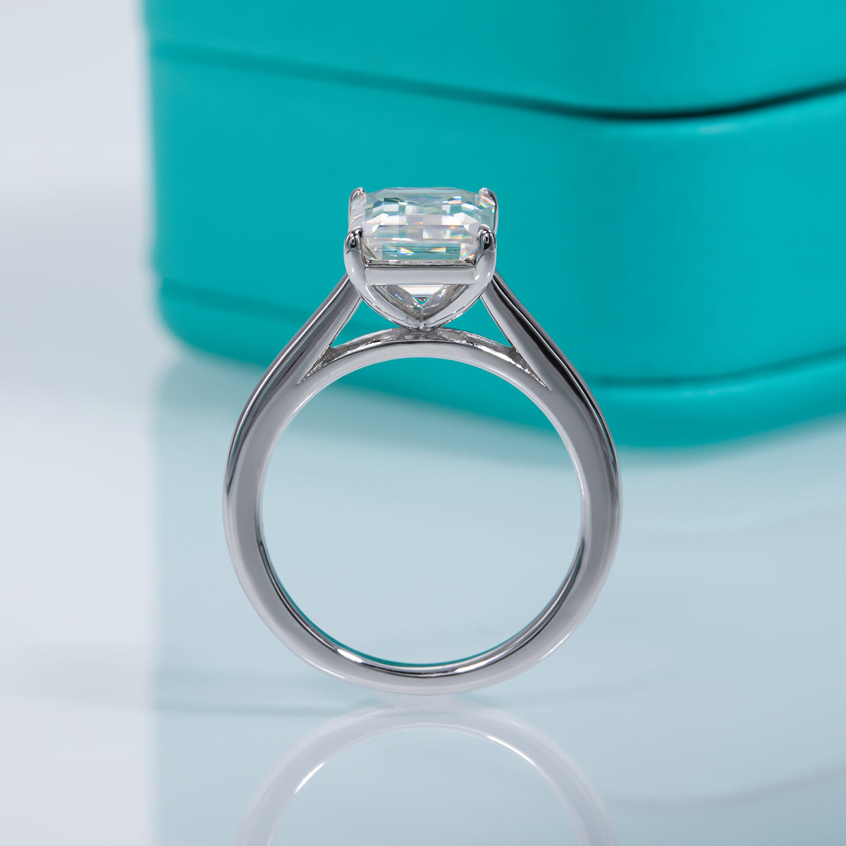 3.0CTTW Emerald Cut Moissanite Ring 925 Sterling Silver Rings