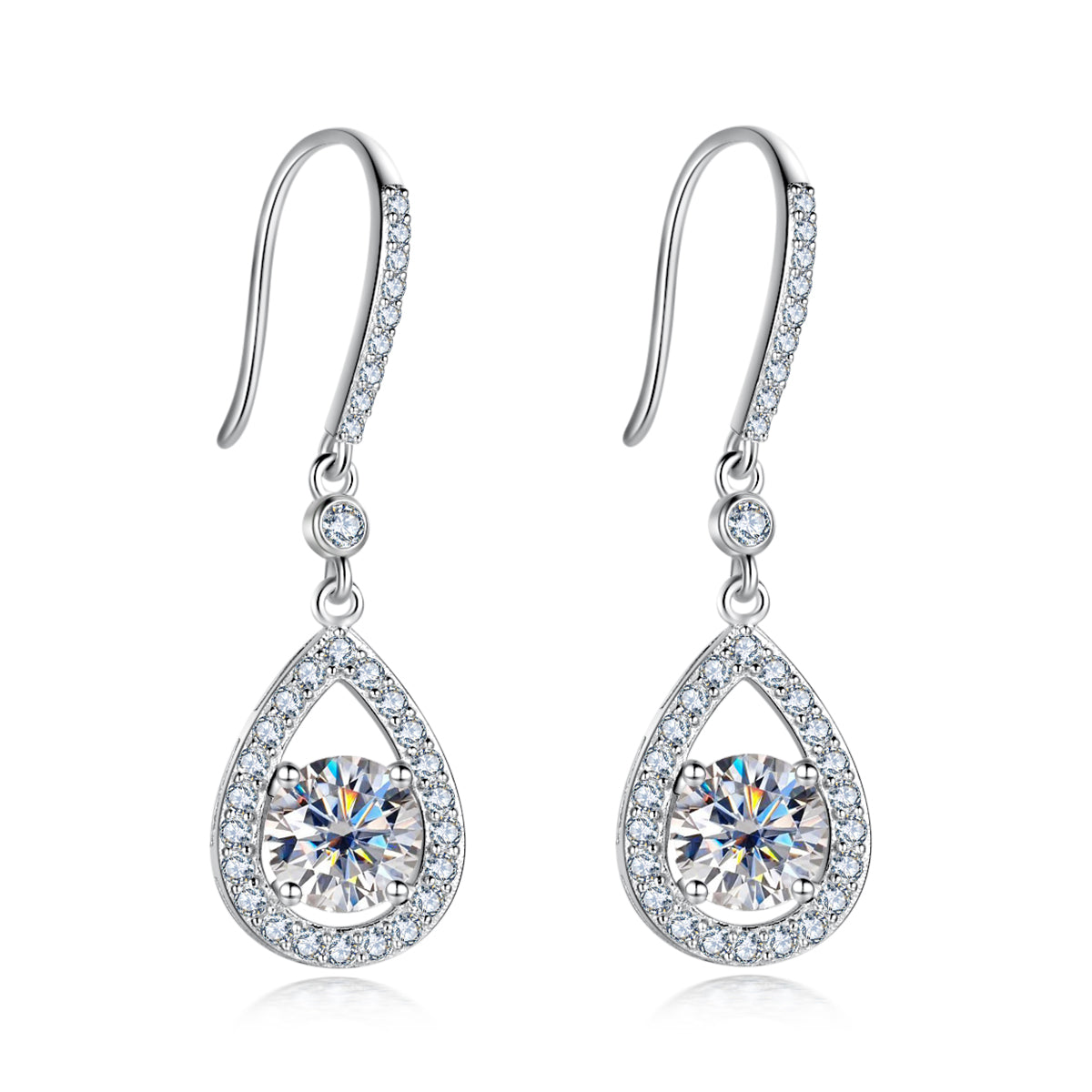 2.0CTTW D Color Moissanite Drop Earrings 925 Sterling Silve Hook Earrings