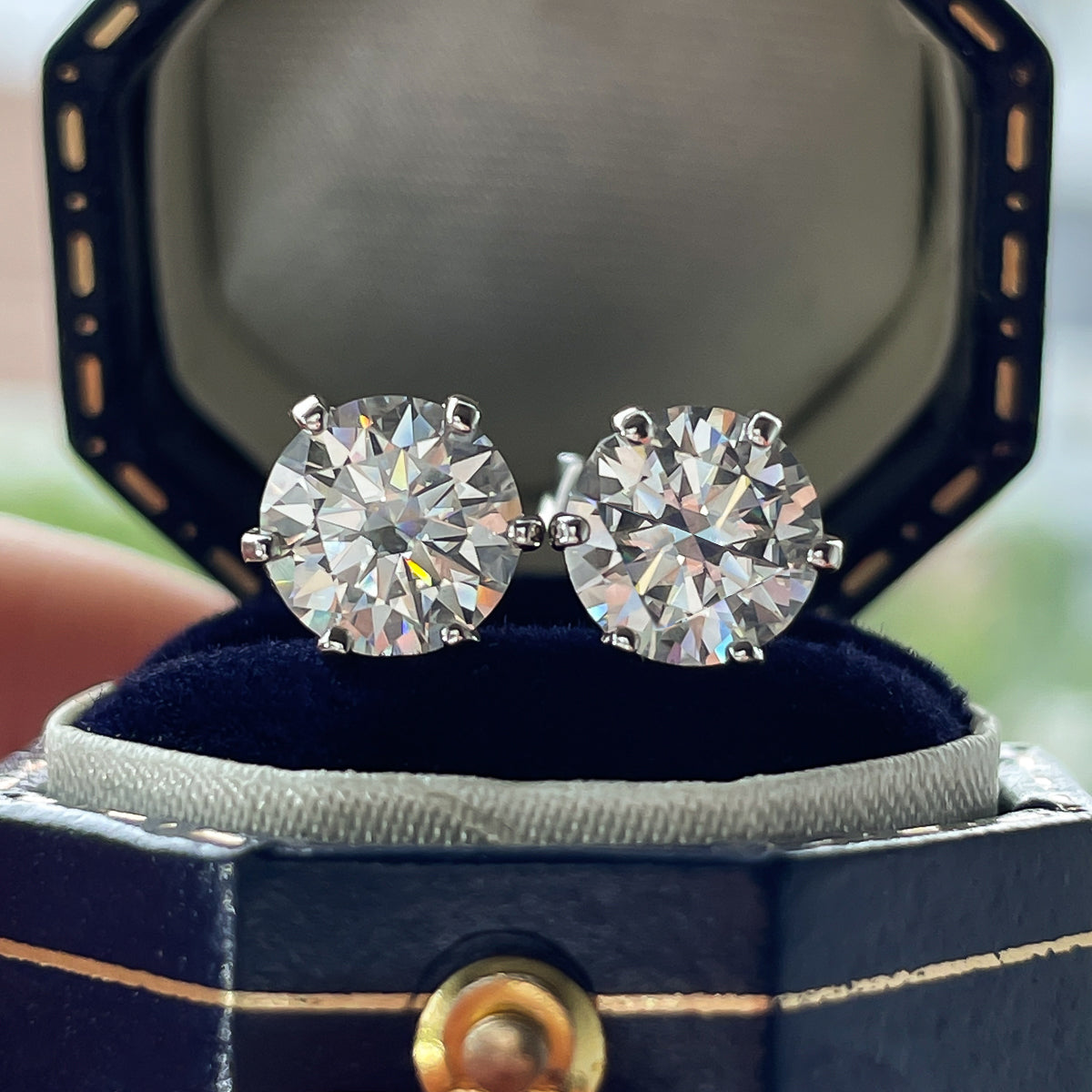 Real 14K Solid Gold  2.0CT D Color Moissanite Earrings