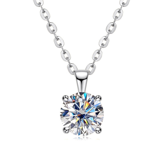 1.0CT D Color Moissanite Necklace 18K Gold Plated Pendant Necklace