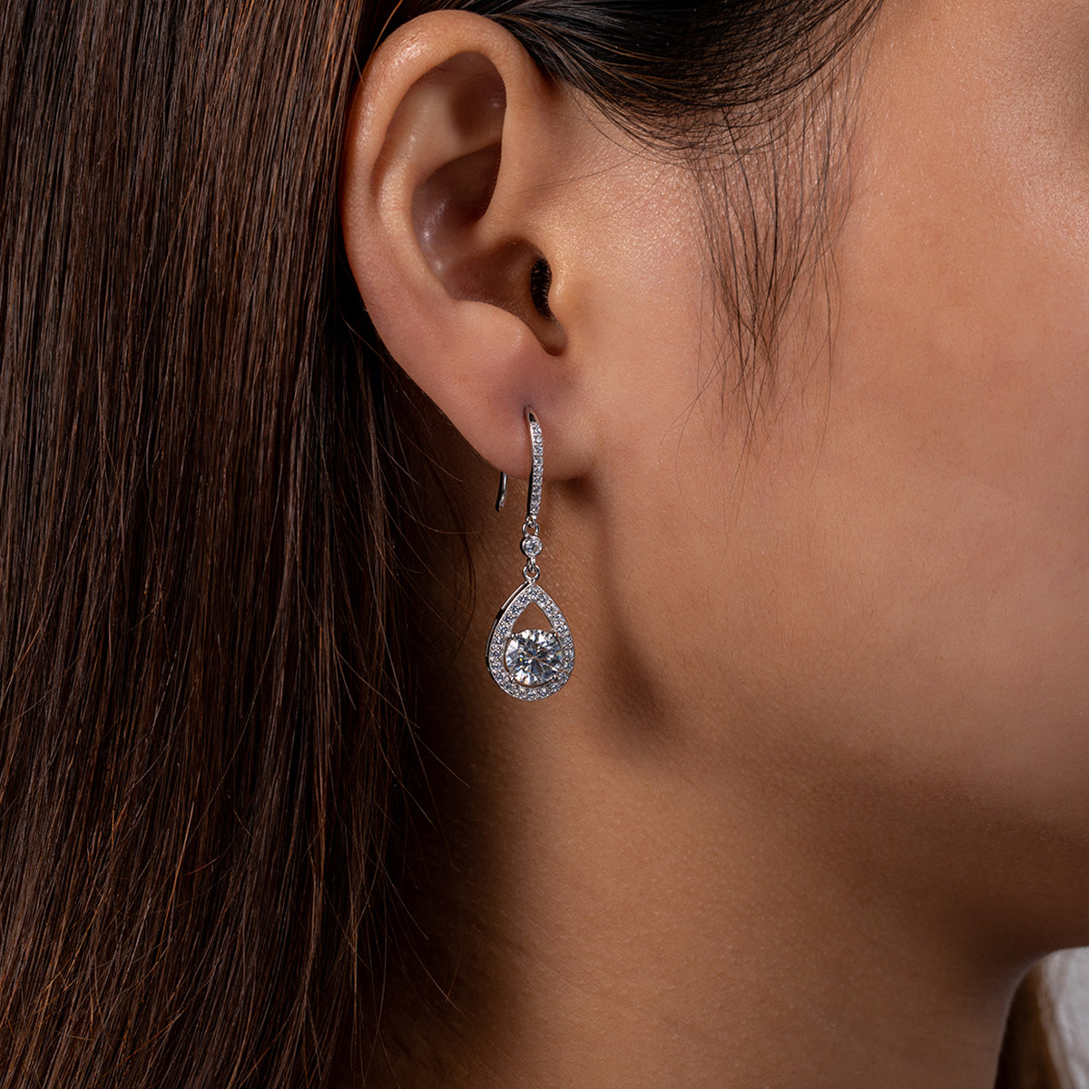 2.0CTTW D Color Moissanite Drop Earrings 925 Sterling Silve Hook Earrings