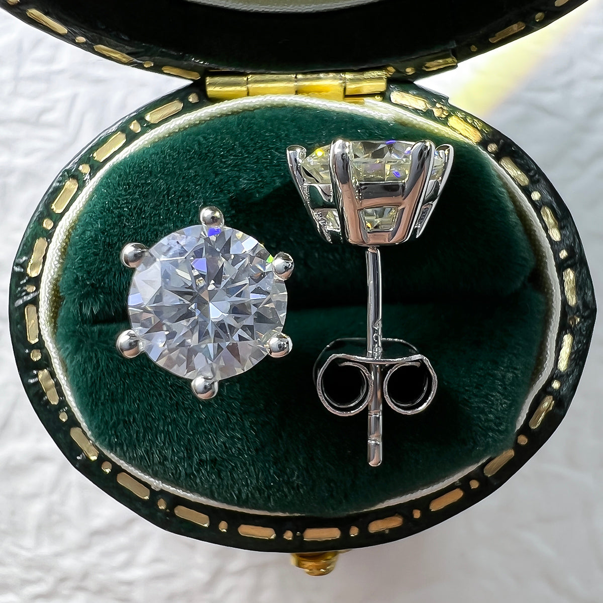 1.0CT/2.0CT/4.0CT D Color Moissanite Earrings 925 Sterling Silver Stud Earrings