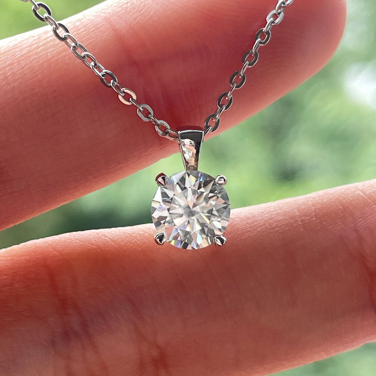 1.0CTTW D Color  Moissanite Necklace 18K Gold Plated  Pendant Necklace