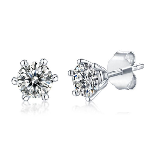 0.5ct/1.0ct Classic Round Brilliant Cut Moissanite Stud Earrings