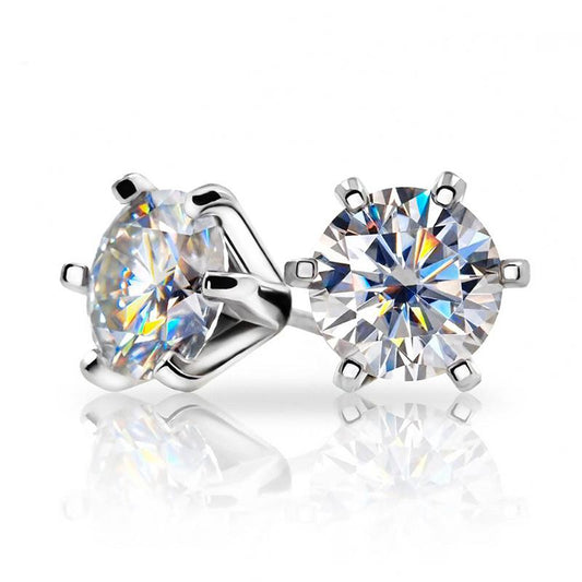 Yowting Round Cut Moissanite Diamond Classic Stud Earrings