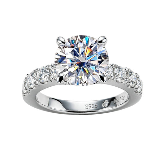 14K White Gold 4.3CCTW D Color Moissanite Engagement Rings