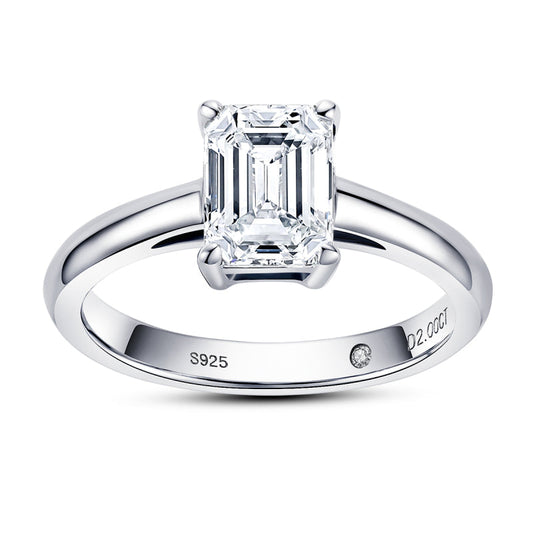 2CT Emerald Cut Moissanite Engagement Ring