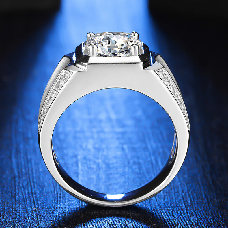 1.0/2.0/3.0CTTW Moissanite Groove Setting Men's Rings