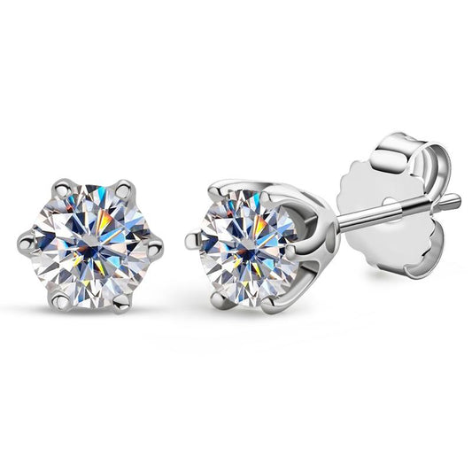 Round Cut Moissanite Diamond Classic Stud Earrings