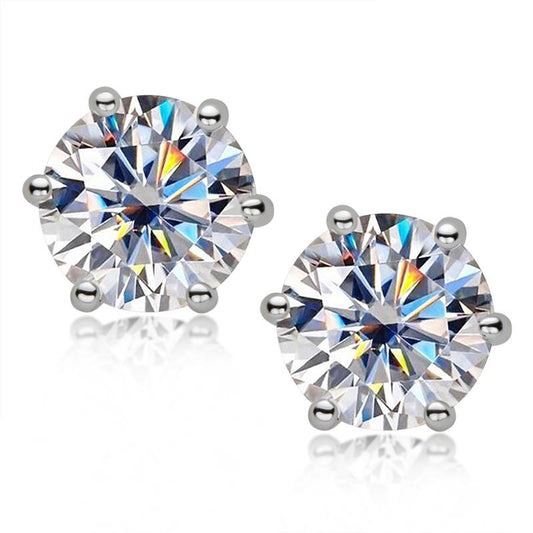 Yowting Round Cut Moissanite Diamond Classic Stud Earrings